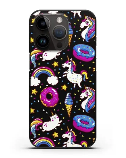 Чехол с дизайном Единороги, пончики, мороженое силиконовый для iPhone 14 Pro