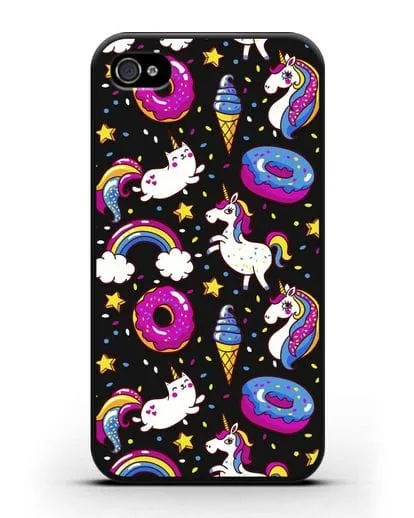 Чехол с дизайном Единороги, пончики, мороженое силиконовый для iPhone 4/4s