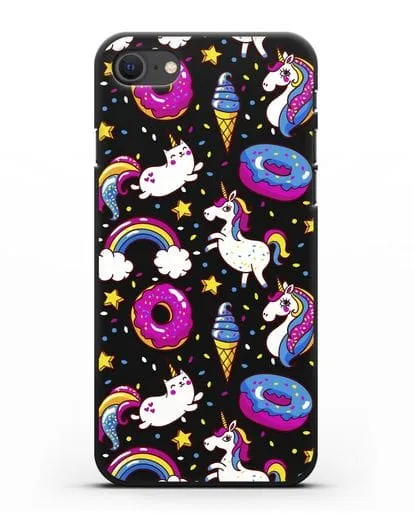 Чехол с дизайном Единороги, пончики, мороженое силиконовый для iPhone SE 2020