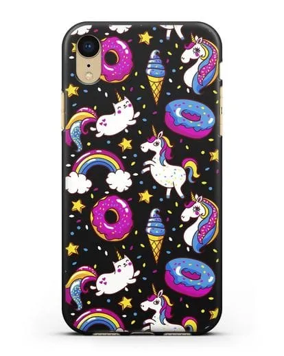 Чехол с дизайном Единороги, пончики, мороженое силиконовый для iPhone XR