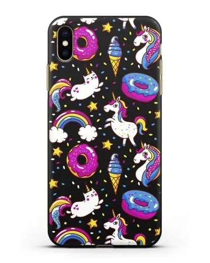 Чехол с дизайном Единороги, пончики, мороженое силиконовый для iPhone XS Max