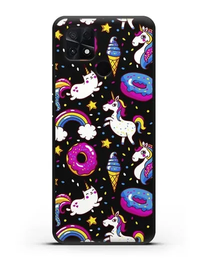 Чехол с дизайном Единороги, пончики, мороженое силиконовый для Xiaomi Poco C40