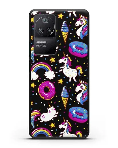 Чехол с дизайном Единороги, пончики, мороженое силиконовый для Xiaomi Poco F4