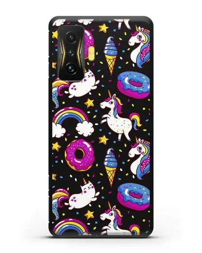 Чехол с дизайном Единороги, пончики, мороженое силиконовый для Xiaomi Poco F4 GT