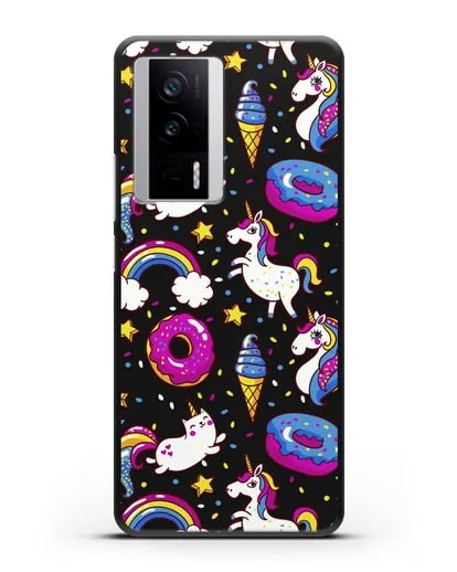 Чехол с дизайном Единороги, пончики, мороженое силиконовый для Xiaomi Poco F5 Pro