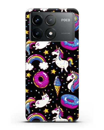 Чехол с дизайном Единороги, пончики, мороженое силиконовый для Xiaomi Poco F6 Pro