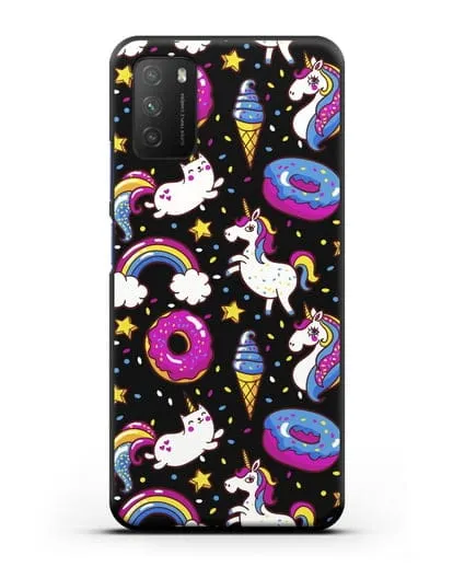 Чехол с дизайном Единороги, пончики, мороженое силиконовый для Xiaomi Poco M3
