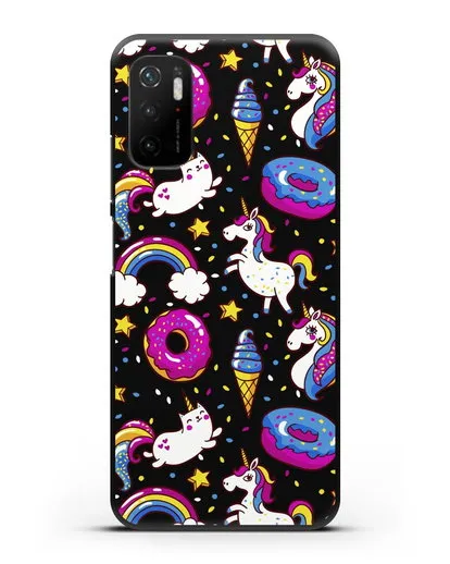 Чехол с дизайном Единороги, пончики, мороженое силиконовый для Xiaomi Poco M3 Pro