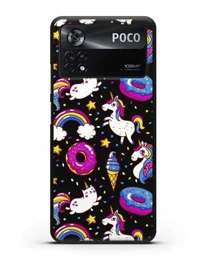Чехол с дизайном Единороги, пончики, мороженое силиконовый для Xiaomi Poco X4 Pro