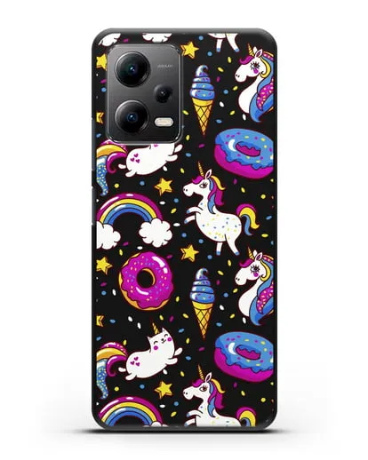 Чехол с дизайном Единороги, пончики, мороженое силиконовый для Xiaomi Poco X5