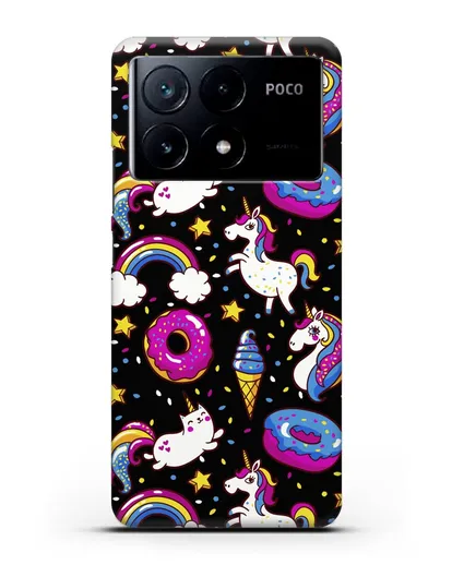 Чехол с дизайном Единороги, пончики, мороженое силиконовый для Xiaomi Poco X6 Pro