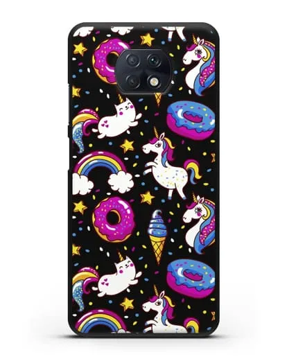 Чехол с дизайном Единороги, пончики, мороженое силиконовый для Xiaomi Redmi Note 9T