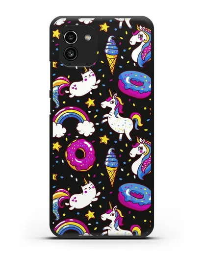 Чехол с дизайном Единороги, пончики, мороженое силиконовый для Samsung Galaxy A03 [SM-A035]
