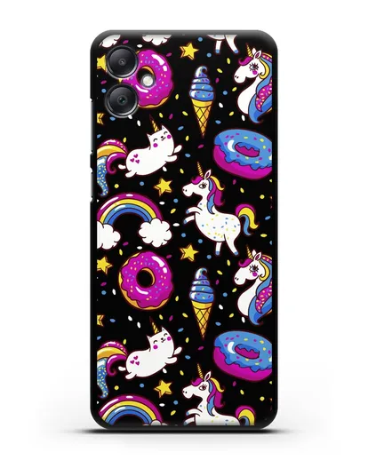 Чехол с дизайном Единороги, пончики, мороженое силиконовый для Samsung Galaxy A05 [SM-A055]