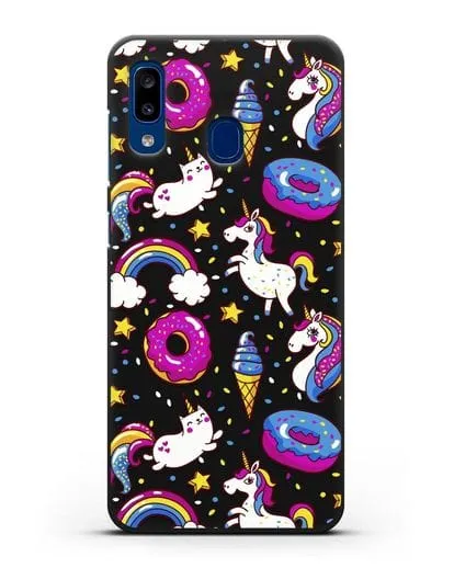 Чехол с дизайном Единороги, пончики, мороженое силиконовый для Samsung Galaxy A20 [SM-A205FN]