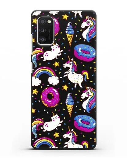 Чехол с дизайном Единороги, пончики, мороженое силиконовый для Samsung Galaxy A41 [SM-A415F]