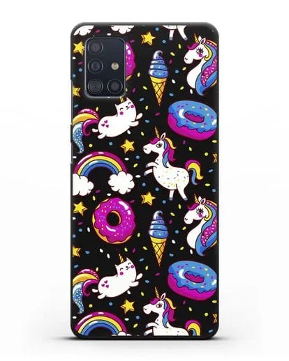Чехол с дизайном Единороги, пончики, мороженое силиконовый для Samsung Galaxy A51 [SM-A515F]
