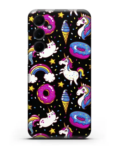 Чехол с дизайном Единороги, пончики, мороженое силиконовый для Samsung Galaxy A55 [SM-A556]