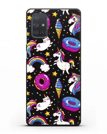 Чехол с дизайном Единороги, пончики, мороженое силиконовый для Samsung Galaxy A71 [SM-A715F]
