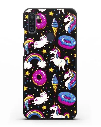 Чехол с дизайном Единороги, пончики, мороженое силиконовый для Samsung Galaxy M11 [SM-M115F]