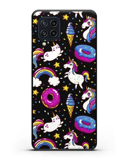 Чехол с дизайном Единороги, пончики, мороженое силиконовый для Samsung Galaxy M22 [M225F]