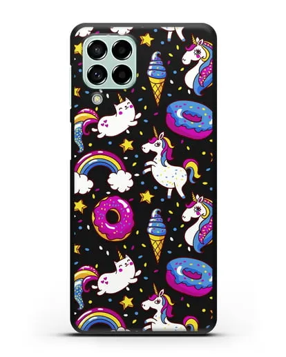 Чехол с дизайном Единороги, пончики, мороженое силиконовый для Samsung Galaxy M53 [SM-M536]