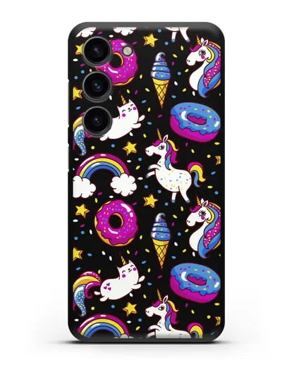 Чехол с дизайном Единороги, пончики, мороженое силиконовый для Samsung Galaxy S23 [SM-S911]