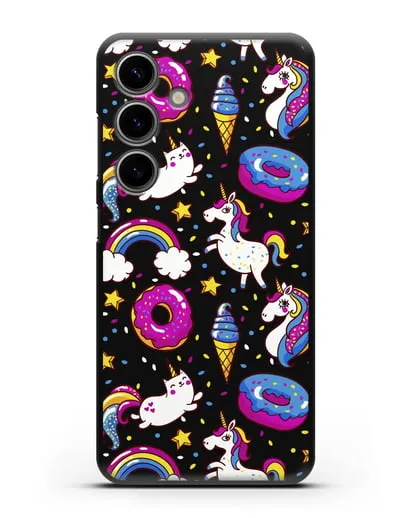 Чехол с дизайном Единороги, пончики, мороженое силиконовый для Samsung Galaxy S24