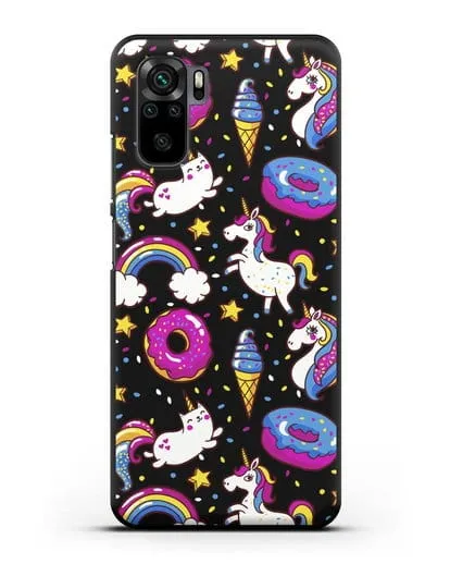 Чехол с дизайном Единороги, пончики, мороженое силиконовый для Xiaomi Redmi Note 10