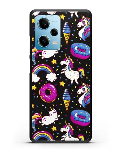 Чехол с дизайном Единороги, пончики, мороженое силиконовый для Xiaomi Redmi Note 12 5G