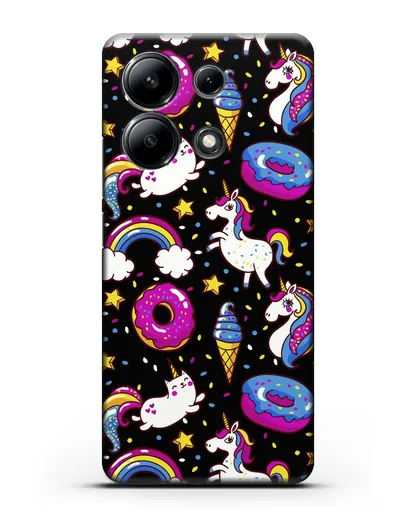 Чехол с дизайном Единороги, пончики, мороженое силиконовый для Xiaomi Redmi Note 13 4G