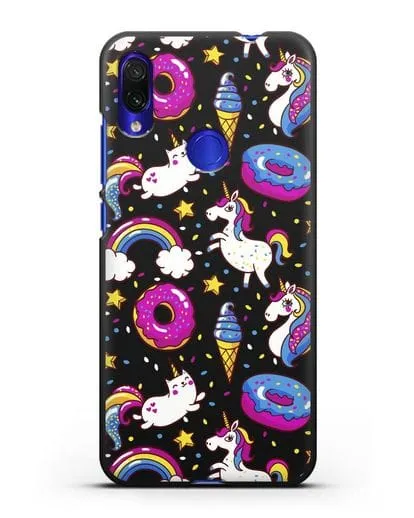 Чехол с дизайном Единороги, пончики, мороженое силиконовый для Xiaomi Redmi Note 7