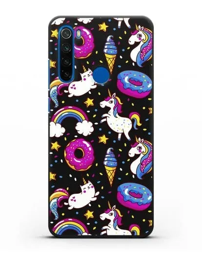 Чехол с дизайном Единороги, пончики, мороженое силиконовый для Xiaomi Redmi Note 8