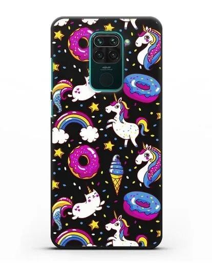 Чехол с дизайном Единороги, пончики, мороженое силиконовый для Xiaomi Redmi Note 9
