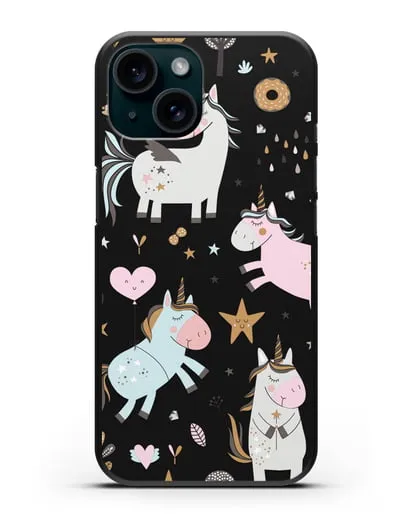 Чехол с дизайном Единороги из мира снов силиконовый для iPhone 15