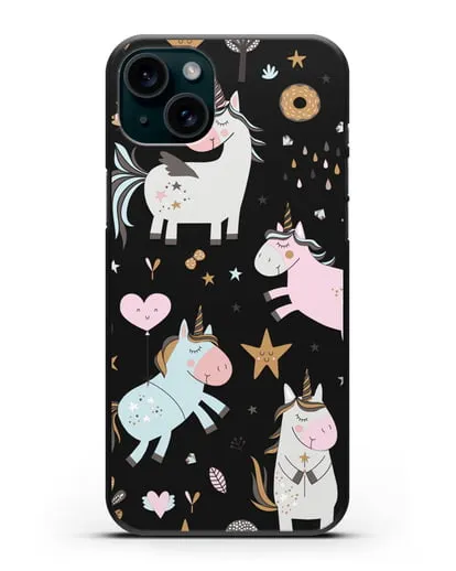 Чехол с дизайном Единороги из мира снов силиконовый для iPhone 15 Plus