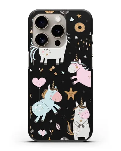 Чехол с дизайном Единороги из мира снов силиконовый для iPhone 15 Pro