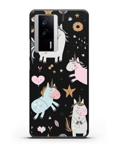 Чехол с дизайном Единороги из мира снов силиконовый для Xiaomi Poco F5 Pro