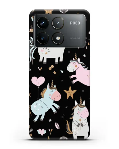 Чехол с дизайном Единороги из мира снов силиконовый для Xiaomi Poco F6 Pro