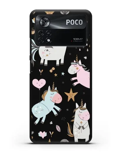 Чехол с дизайном Единороги из мира снов силиконовый для Xiaomi Poco X4 Pro
