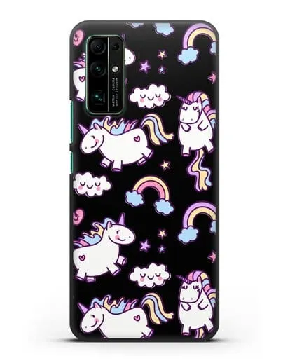 Чехол с дизайном Радужные единороги силиконовый для Honor 30