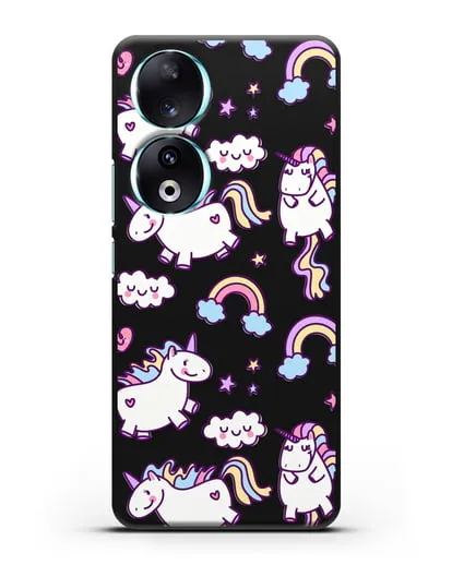 Чехол с дизайном Радужные единороги силиконовый для Honor 90