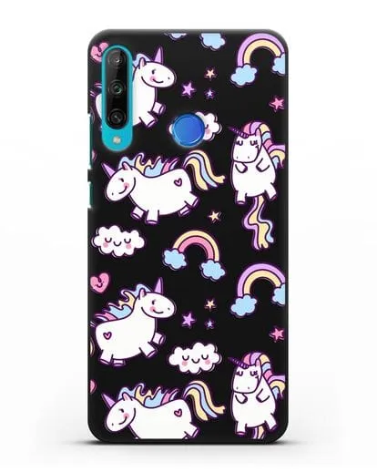 Чехол с дизайном Радужные единороги силиконовый для Honor 9C
