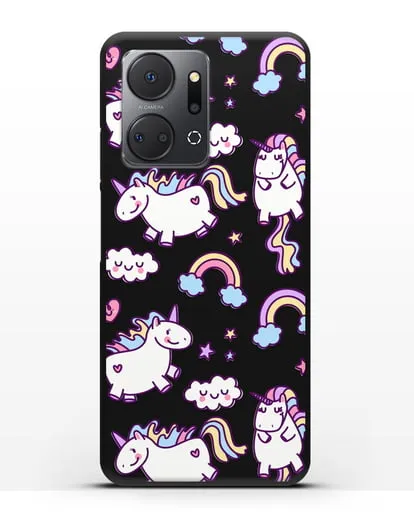 Чехол с дизайном Радужные единороги силиконовый для Honor X7a