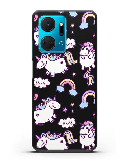 Чехол с дизайном Радужные единороги силиконовый для Honor X7a Plus