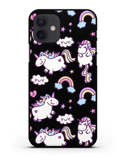 Чехол с дизайном Радужные единороги силиконовый для iPhone 12