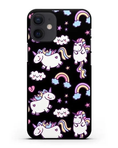 Чехол с дизайном Радужные единороги силиконовый для iPhone 12 mini
