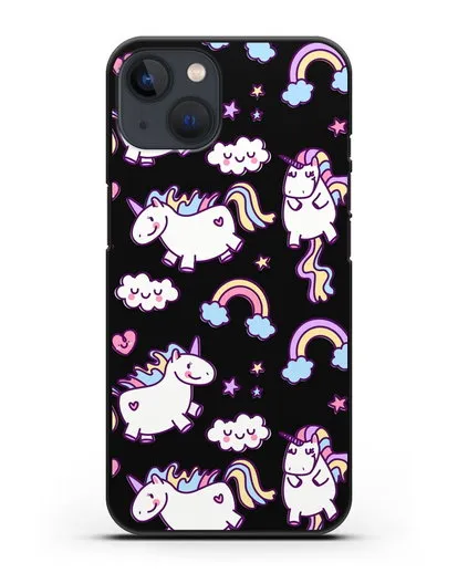 Чехол с дизайном Радужные единороги силиконовый для iPhone 13 Mini