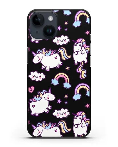 Чехол с дизайном Радужные единороги силиконовый для iPhone 14