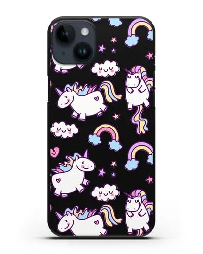 Чехол с дизайном Радужные единороги силиконовый для iPhone 14 Plus